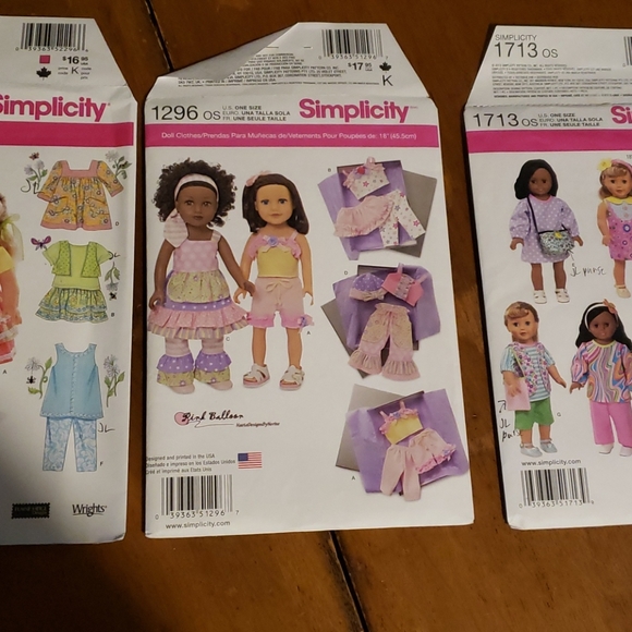 Doll Clothing Patterns Simplicity x 3 - Picture 3 of 8